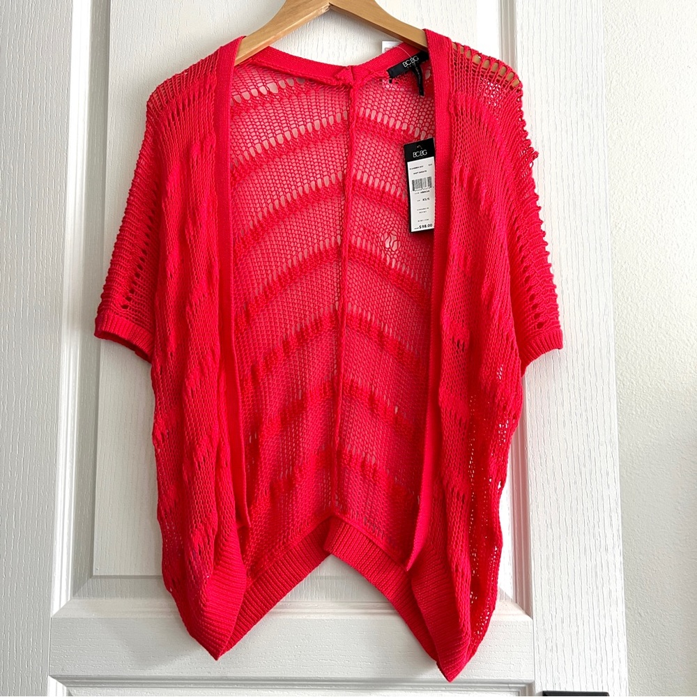 NWT BCBG Knit Crochet Cardigan Sweater XS/S